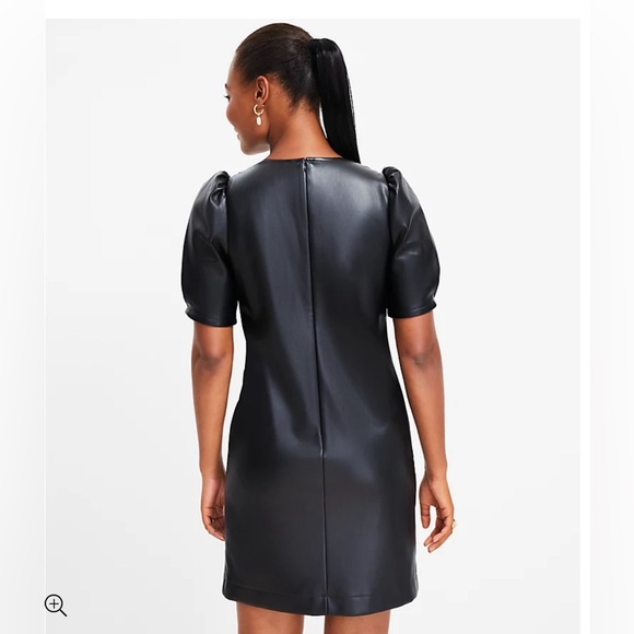 NWOT LOFT Short sleeve Black Leather Dress - Picture 3 of 7